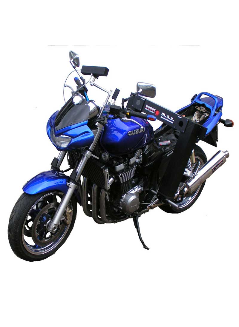 Motorrad auf Vermessungsrahmensystem max