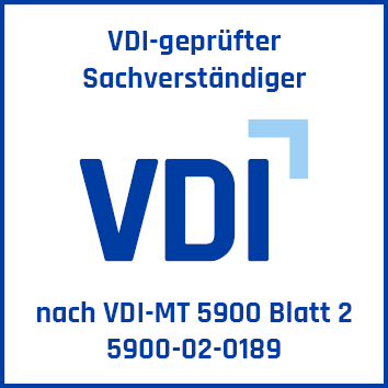Zertifikat Nummer - VDI geprüfter Sachverständiger nach VDI-MT 5900 Blatt 2 5900-02-189 Hans-Herrmann Michalelsen